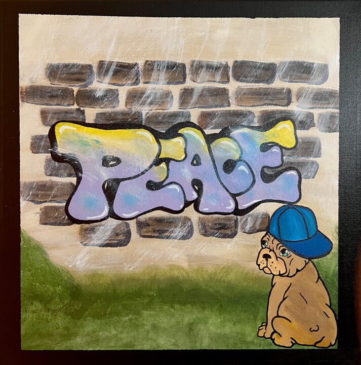 Painting titled "Bulldog - Graffiti" by Simona Milano, Original Artwork, Acrylic