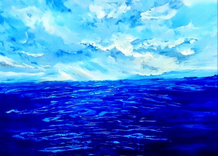 Painting titled "Deep Water" by Simona Rossi (MoTó), Original Artwork, Tempera