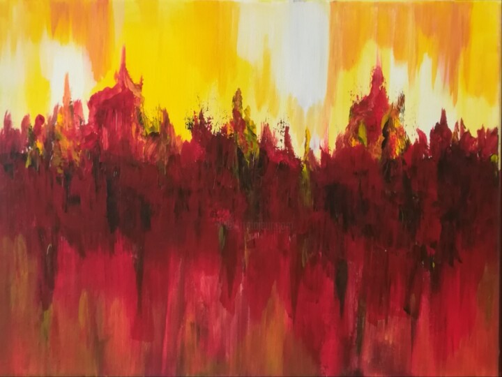 Painting titled "Vulcano" by Simona Rossi (MoTó), Original Artwork, Acrylic