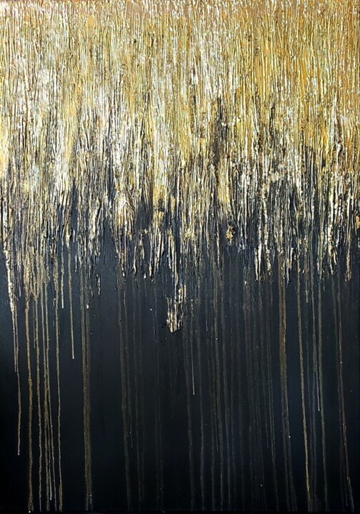 Γλυπτική με τίτλο "GOLDEN RAINFALL - p…" από Simona Rossi (MoTó), Αυθεντικά έργα τέχνης, Γύψος Τοποθετήθηκε στο Ξύλινο φορεί…