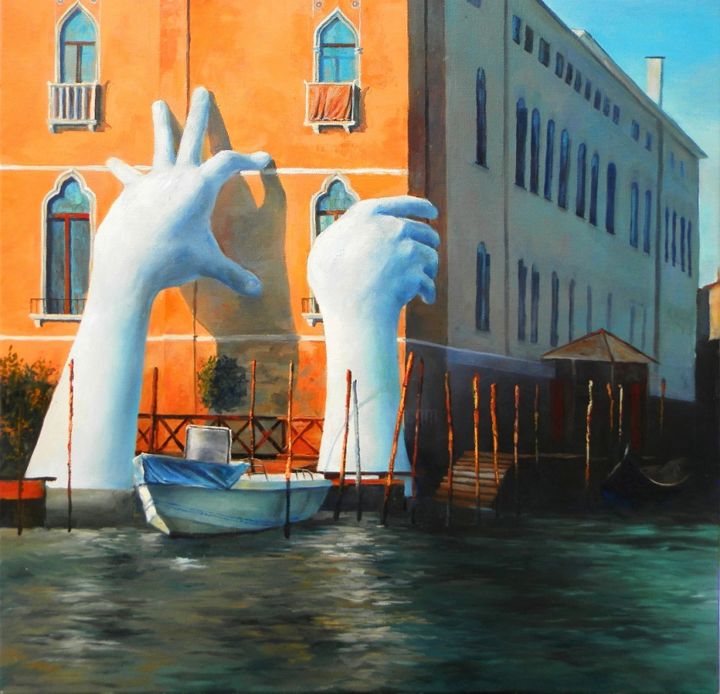 Painting titled "Support-Venice" by Simona Yordanova, Original Artwork, Oil