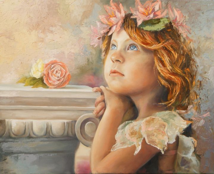 Painting titled "A gentle look" by Simona Yordanova, Original Artwork, Oil