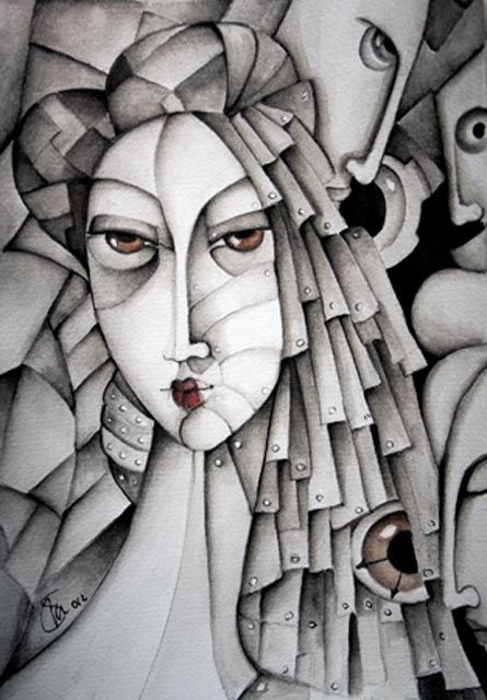 Peinture intitulée "Memoirs of a Geisha" par Simona Mereu, Œuvre d'art originale