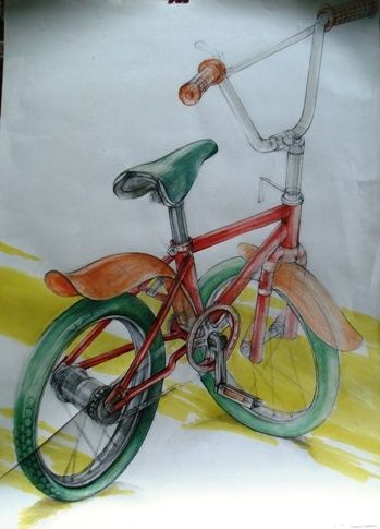 Schilderij getiteld "cycling" door Simona Timofei, Origineel Kunstwerk