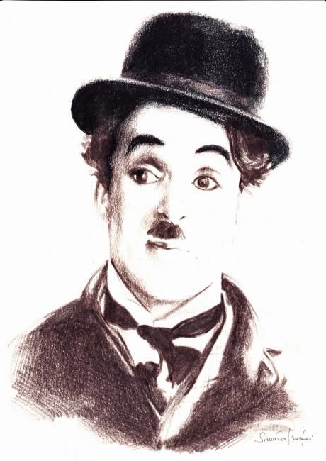 Drawing titled "Chaplin" by Simona Timofei, Original Artwork