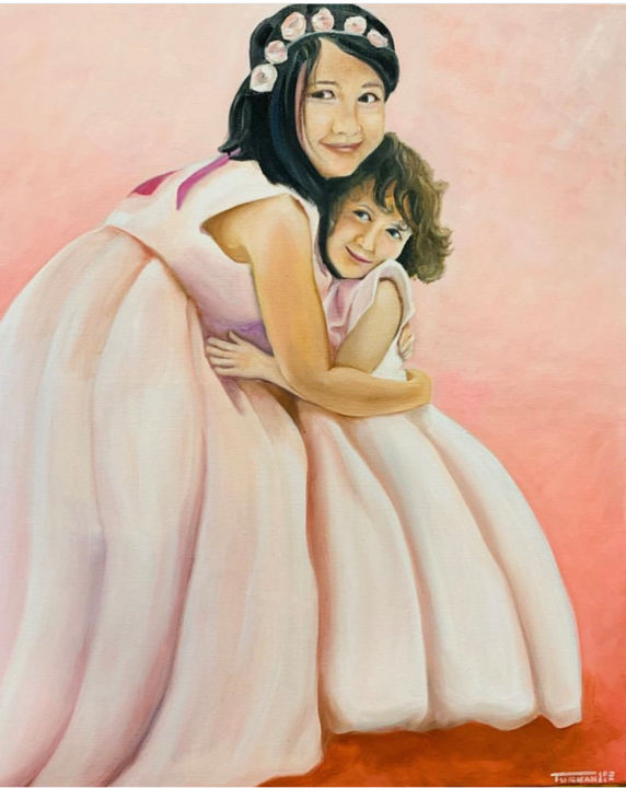 Painting titled "Flower girls" by Turkan, Original Artwork, Oil