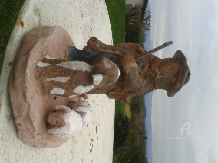 Sculpture titled "berger et son troup…" by Simone Collet, Original Artwork, Terra cotta