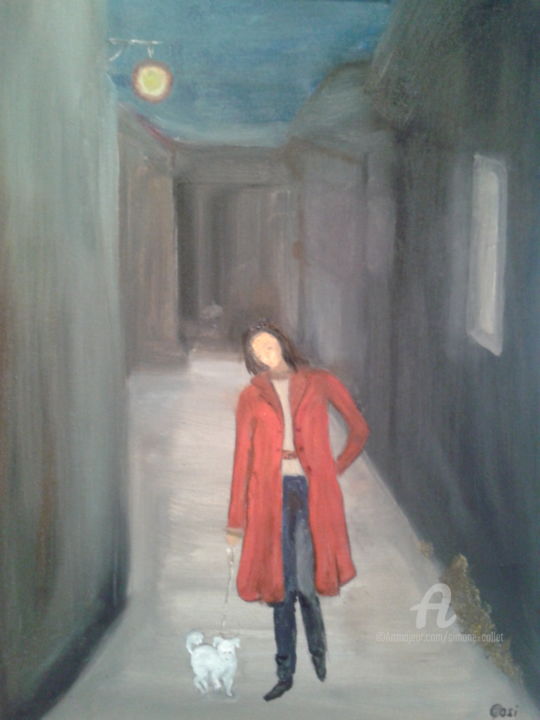 Schilderij getiteld "promenade nocturne…" door Simone Collet, Origineel Kunstwerk, Olie