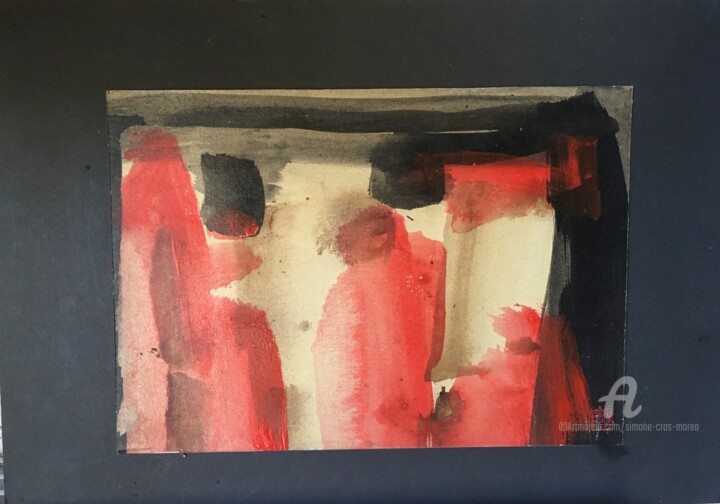 Painting titled "les-3-sages" by Simone Cros-Morea, Original Artwork, Ink Mounted on Cardboard