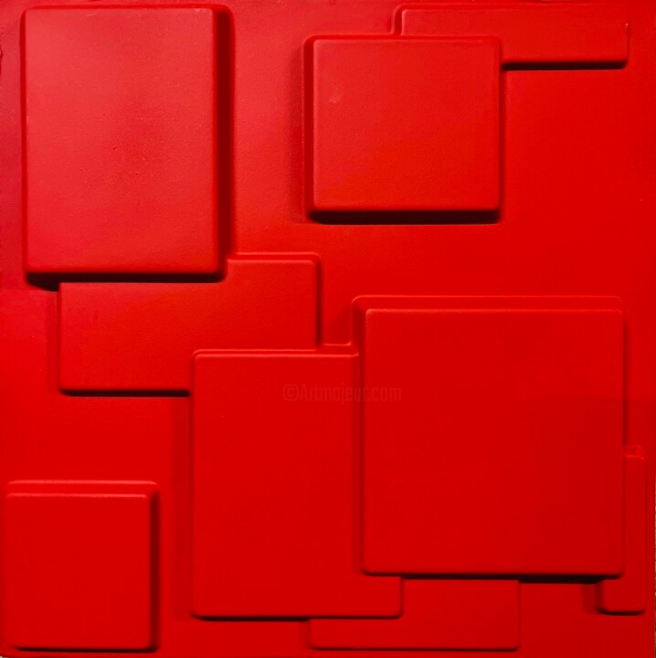 Escultura intitulada "Ultra Red 02" por Simone De Rosa, Obras de arte originais, Resina Montado em Painel de madeira