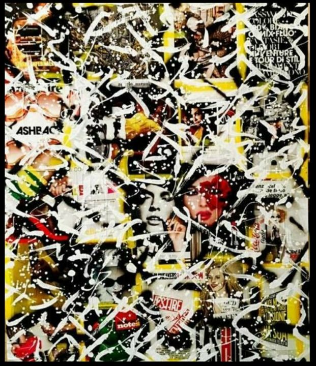 Collages intitolato "POP FASHION" da Lazzarini, Opera d'arte originale, Collages Montato su Pannello di legno