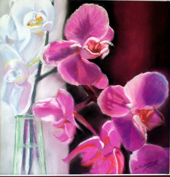 Painting titled "288-orchidees-un-bo…" by Simone Mugnier, Original Artwork, Pastel