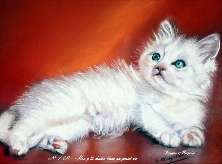 Painting titled "148 - Un  p'tit cha…" by Simone Mugnier, Original Artwork, Pastel