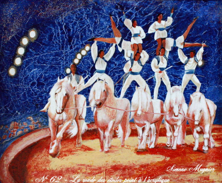 Pintura titulada "La-ronde-des-étoiles" por Simone Mugnier, Obra de arte original, Acrílico