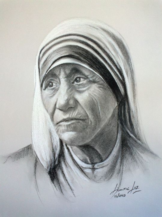 Dessin intitulée "Madre Teresa de Cal…" par Simone Luz, Œuvre d'art originale, Graphite