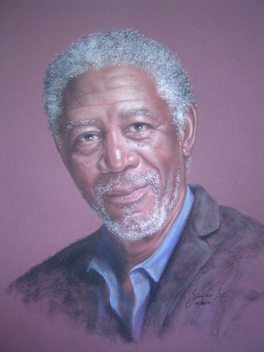 Drawing titled "Morgan Freeman" by Simone Luz, Original Artwork, Charcoal