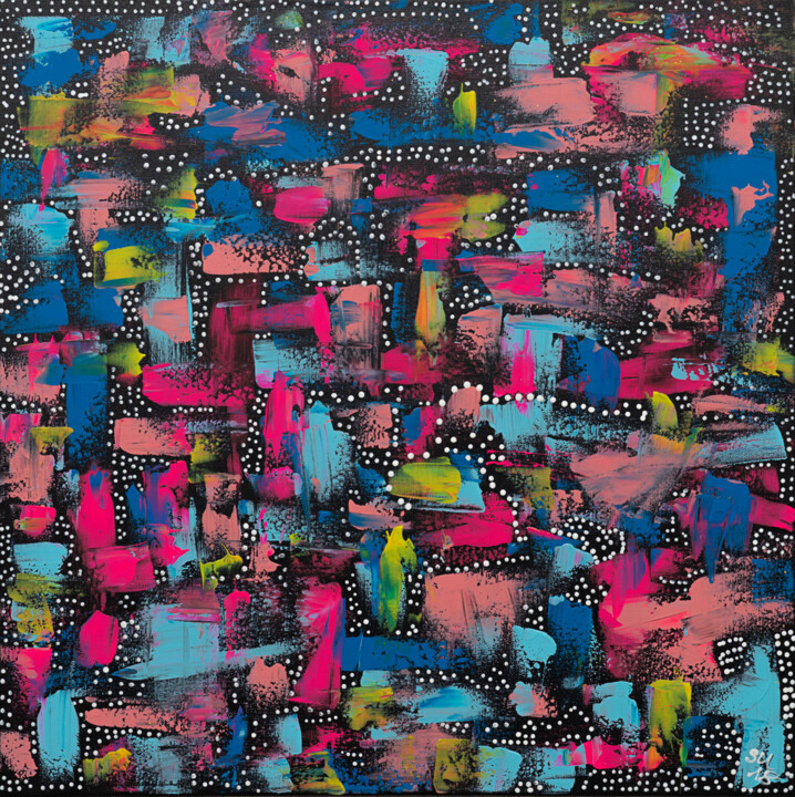 Malerei mit dem Titel "Points" von Simone Urbanietz-Preiss, Original-Kunstwerk, Acryl
