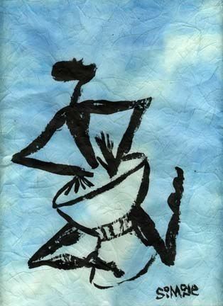 Malerei mit dem Titel "drum drum" von Simone, Original-Kunstwerk, Öl