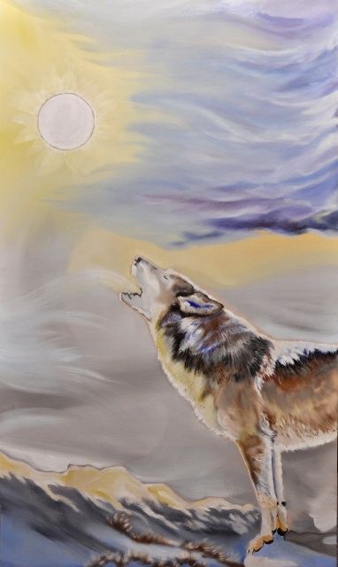 Painting titled "Winter wolf" by Simone Licht, Original Artwork, Other