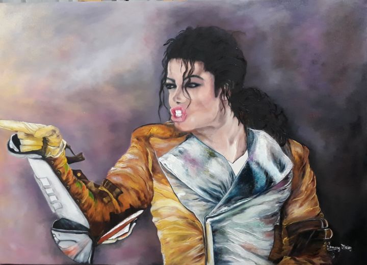 Pintura intitulada "Michael Jackson" por Simone Meier Meier, Obras de arte originais, Óleo