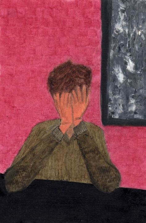 Peinture intitulée "Homme perturbé" par Angélique Simonet, Œuvre d'art originale,