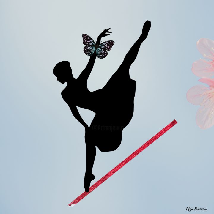 Digital Arts titled "Ballerina-2. Балери…" by Olga Simonova, Original Artwork, Photo Montage Mounted on Wood Stretcher frame