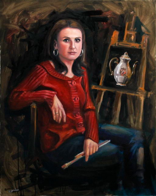 Painting titled "Mirjana" by Simon Glavica, Original Artwork, Oil