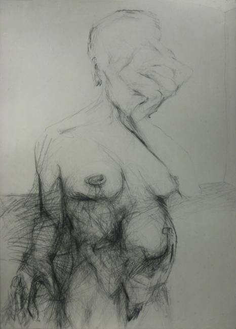 Zeichnungen mit dem Titel "Schwangere" von Simon Schade, Original-Kunstwerk, Öl