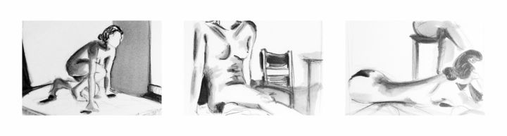 Dessin intitulée "Femmes nues" par Maria Iacuzzi (SIMPLE ART), Œuvre d'art originale, Marqueur