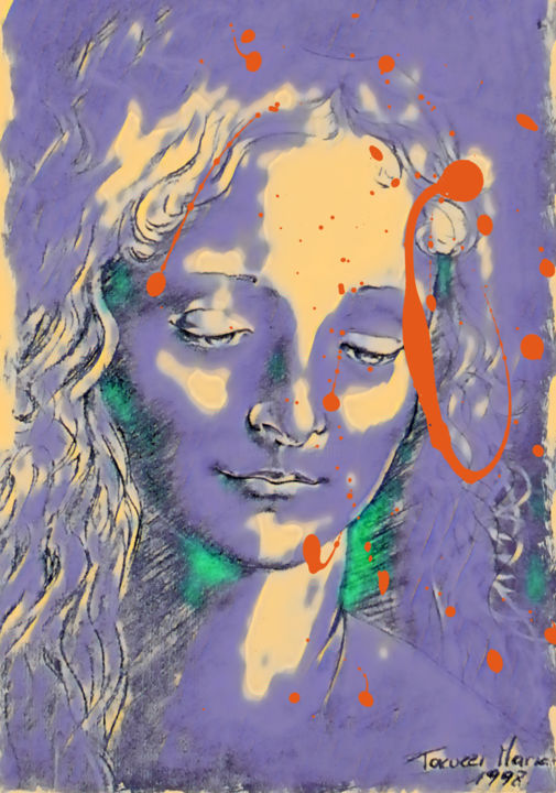 Digital Arts titled "Femme inconnue" by Maria Iacuzzi (SIMPLE ART), Original Artwork, Digital Painting