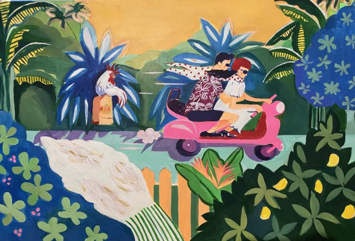 Painting titled "It’s a Goa Holiday" by Simple Mohanty Pani, Original Artwork, Acrylic