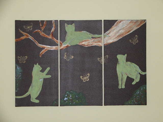 Painting titled "catz" by Tina Brown, Original Artwork