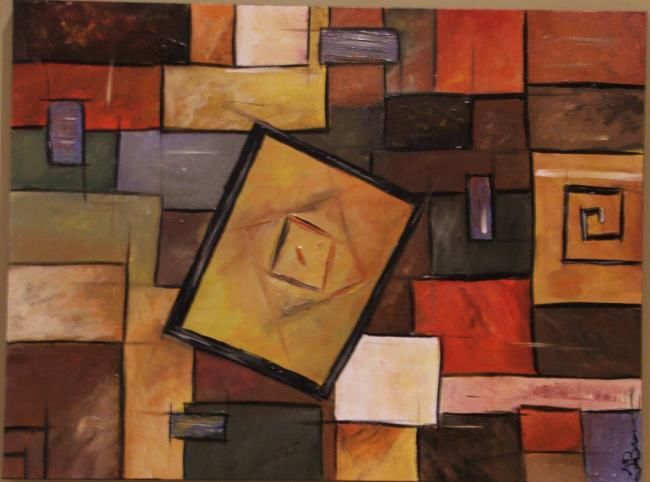 Peinture intitulée "boxes" par Tina Brown, Œuvre d'art originale