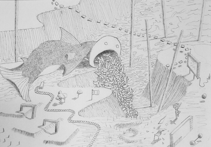 Desenho intitulada "Boundy" por Simpson, Obras de arte originais, Lápis Montado em Cartão