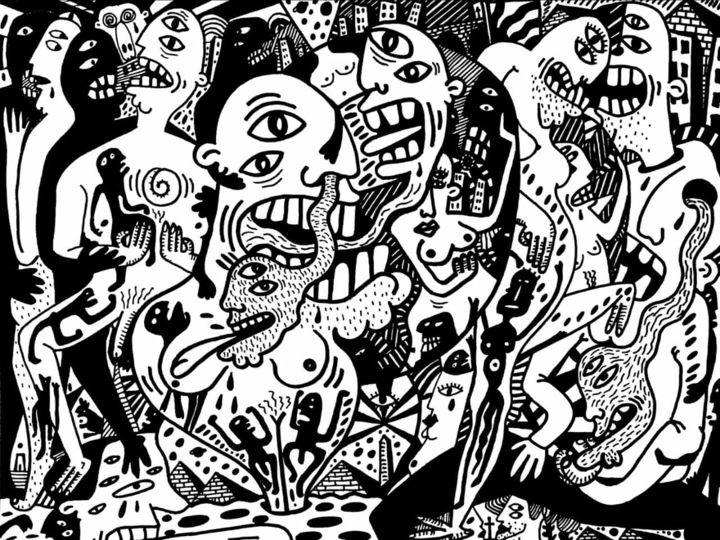Dessin intitulée "sans titre" par Sinan Güneli, Œuvre d'art originale, Marqueur
