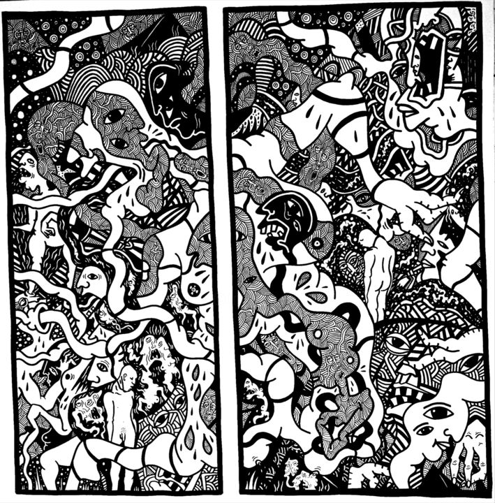 Dessin intitulée "Sans Titre" par Sinan Güneli, Œuvre d'art originale, Acrylique