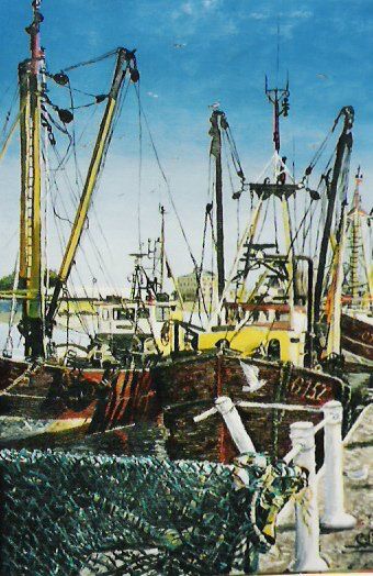 Painting titled "Le port d'Ostende" by Lark Sindia, Original Artwork