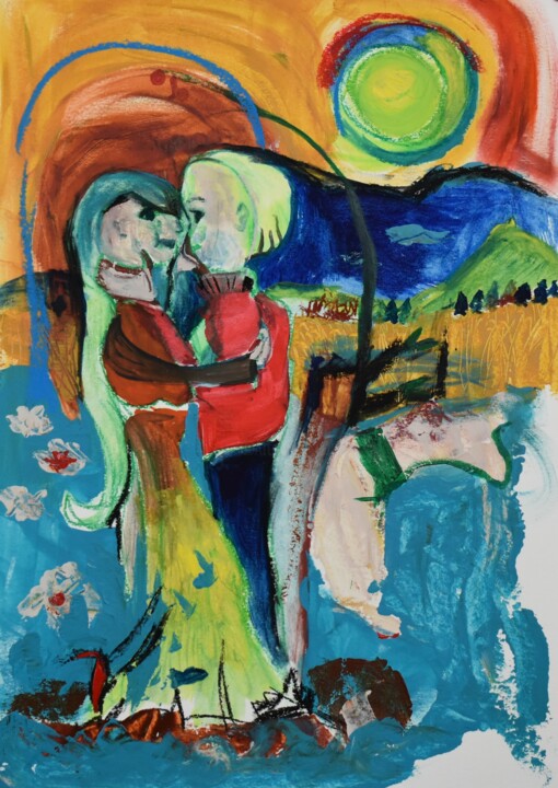 Painting titled "Date" by Sindy Hirsch- Opitz, Original Artwork, Acrylic
