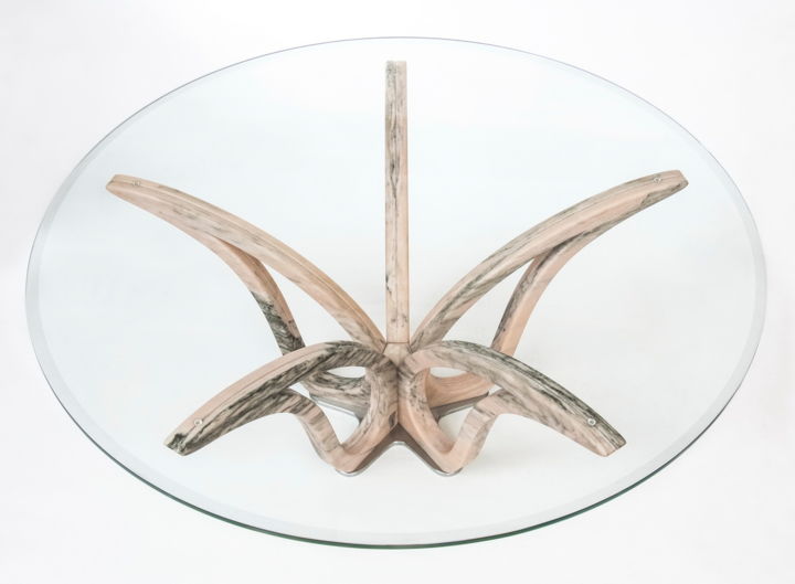 Design intitulada "table basse "LYRE"…" por Nenad Petrovic, Obras de arte originais, Vidro