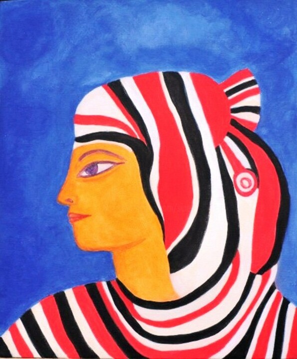 Peinture intitulée "* Néfertiti-Tahrir…" par Sigrun Neumann (Sineu), Œuvre d'art originale, Acrylique