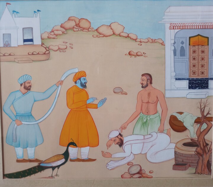 Schilderij getiteld "JANAMSHAKHIE OF GUR…" door Singh Avtar, Origineel Kunstwerk, Tempera