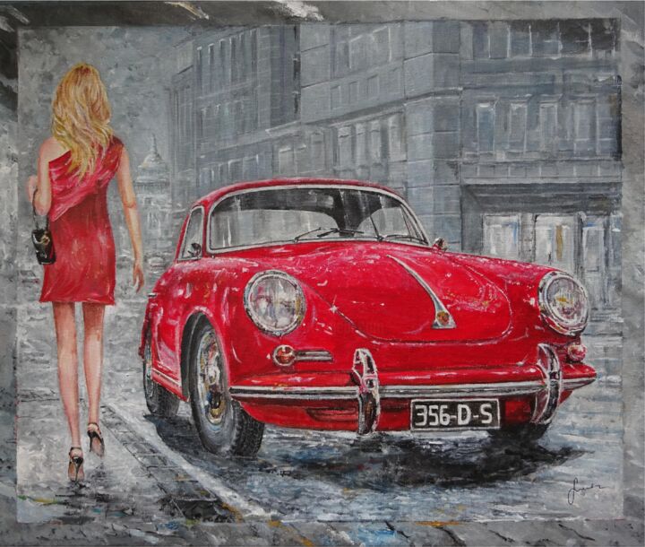 Painting titled "1965 Porsche 356 c" by Sinisa Saratlic, Original Artwork, Acrylic