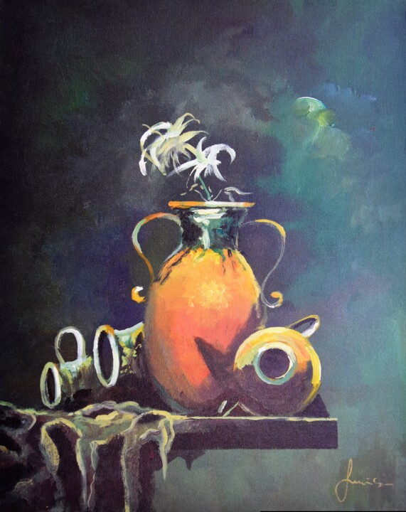 Pittura intitolato "Midnight Moon" da Sinisa Saratlic, Opera d'arte originale, Acrilico
