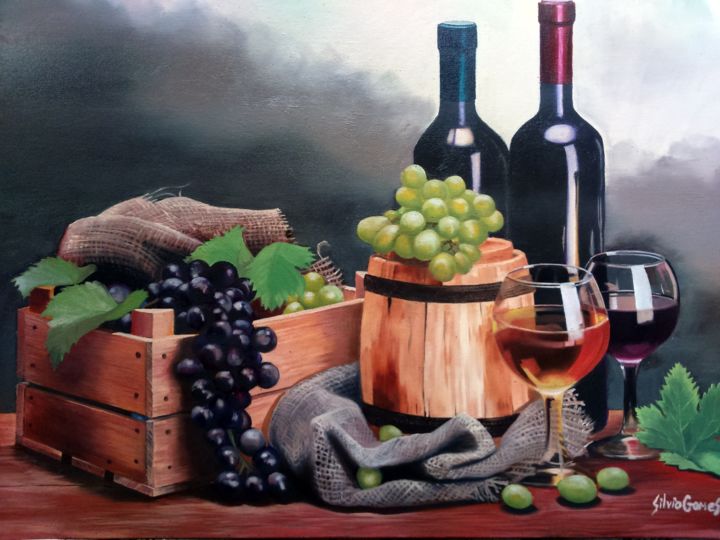 Pintura intitulada "Fruto da Vide" por Silvio Mendes, Obras de arte originais, Óleo