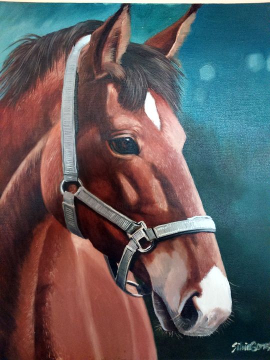 Pintura intitulada "Cavalo" por Silvio Mendes, Obras de arte originais, Óleo