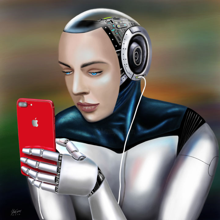 Digital Arts titled "Cyber Eva" by Silvio Mendes, Original Artwork, Digital Painting