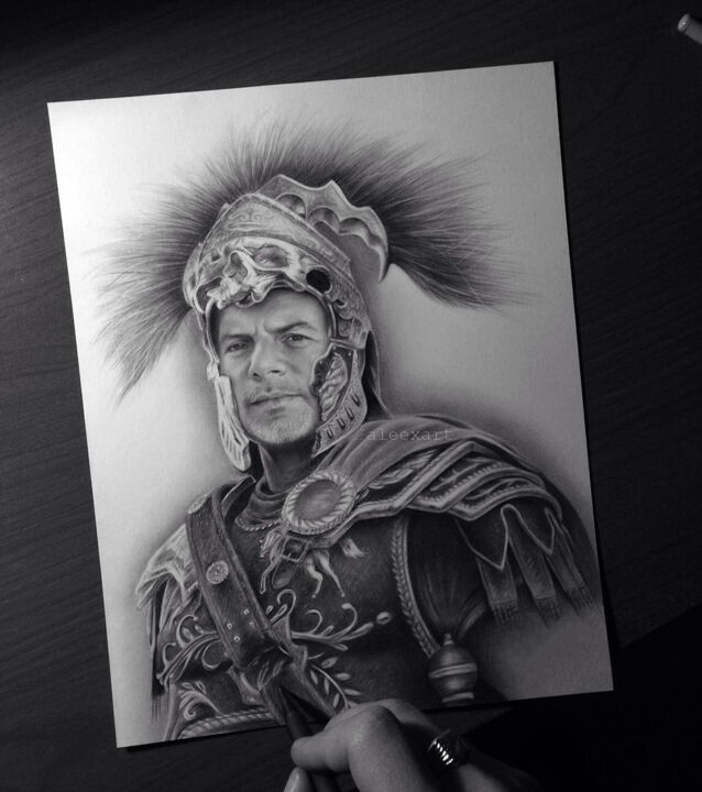 Drawing titled "The Centurion" by Sir Fashion Wrld, Original Artwork, Conté