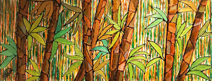 Painting titled "Lucky Bamboo" by Sir Don, Original Artwork, Acrylic