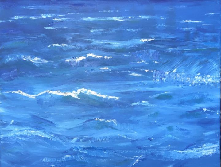 Peinture intitulée "Mer agitée" par Sirine, Œuvre d'art originale, Acrylique