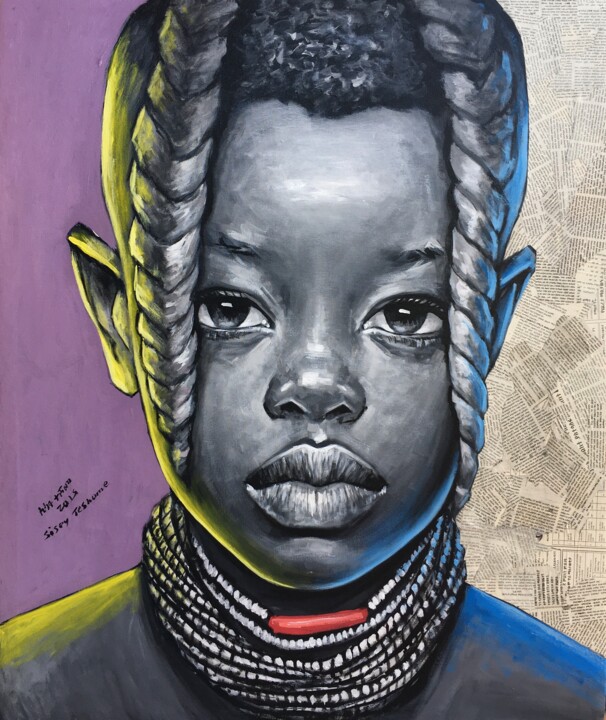 Malerei mit dem Titel "Southern boy" von Sisay Teshome, Original-Kunstwerk, Acryl